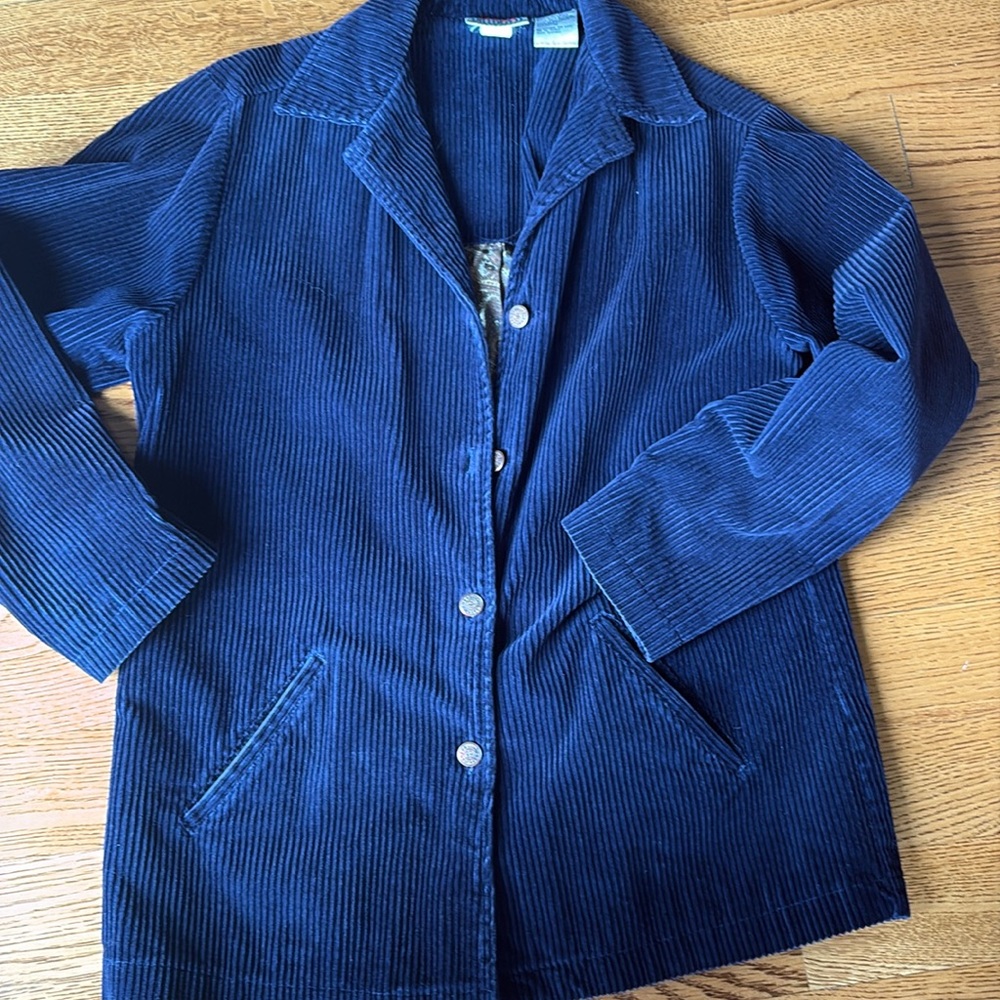 👀 Bill Blass Lined Corduroy Cotton Jacket oversized medium women’s Blue soft
